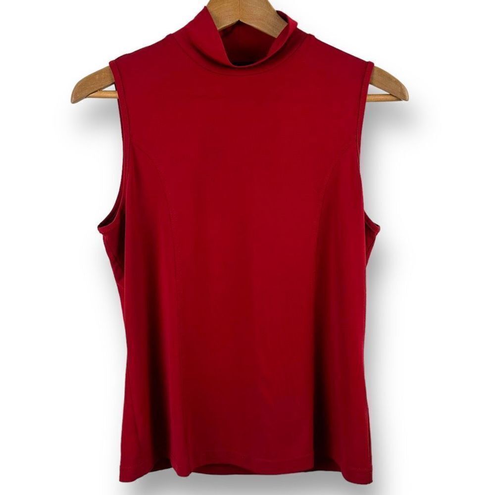 Tribal red sleeveless mock turtleneck top‎ size M